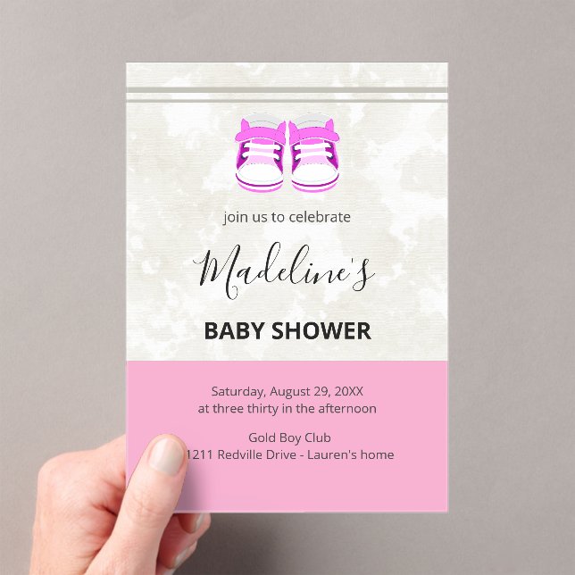 Pink Baby Shower Invitation – Custom Baby Girl (Insitu (Handheld))