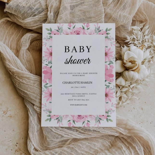 Pink Baby Shower Invitation Template (Pink Baby Shower Invitation Template)