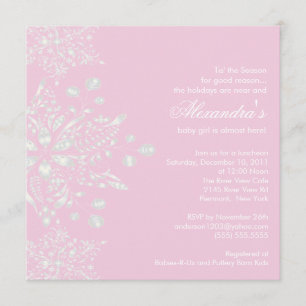 Pink Baby Shower Invitation Winter Snowflakes