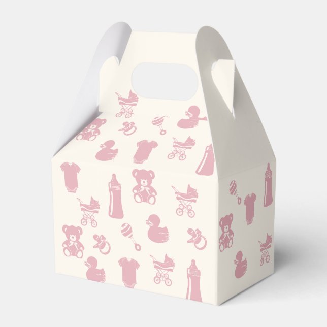 Pink Baby Shower Pattern Favour Box (Front Side)