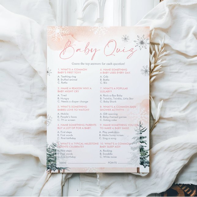 Pink Baby Shower Quiz Game cards (Creator Uploaded)