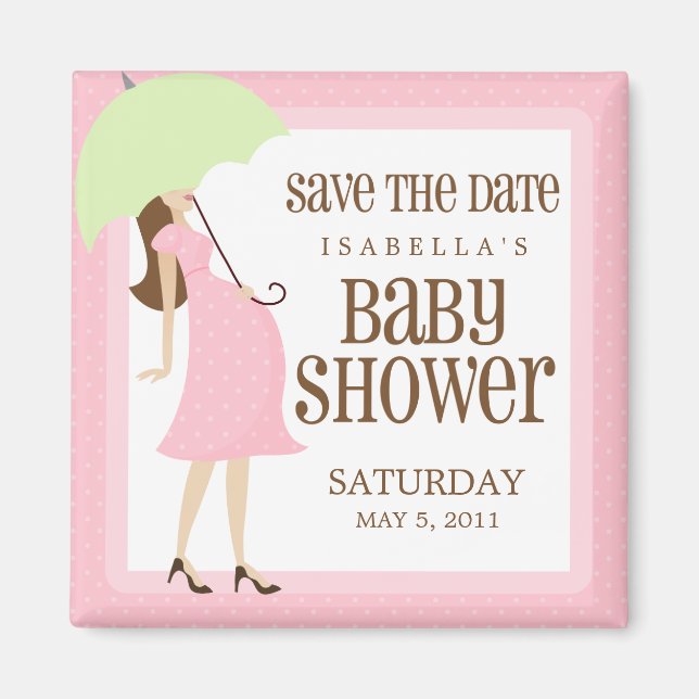 Pink Baby Shower Save The Date Magnet (Front)
