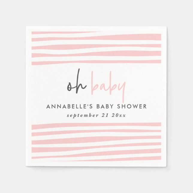 Pink baby shower typography modern party napkin (Front)