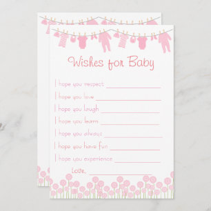 Pink Baby Shower Wishes For Baby Game Invitation
