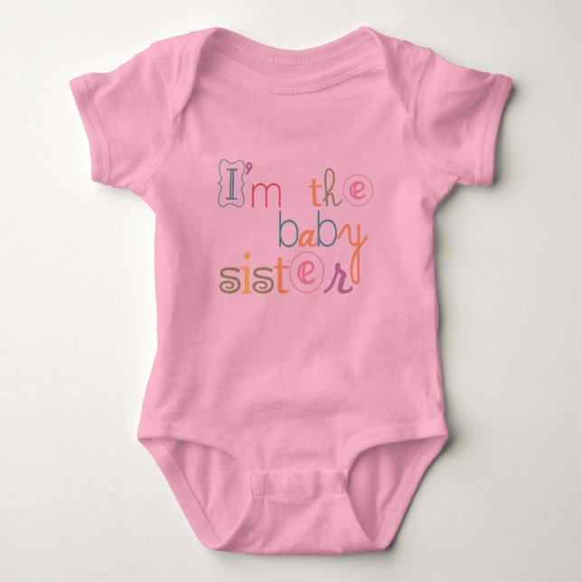 Pink Baby Sister Girl Baby Romper Baby Bodysuit (Front)