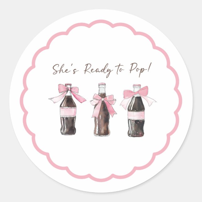 Pink Baby Soda Ready to POP Round Sticker (Front)