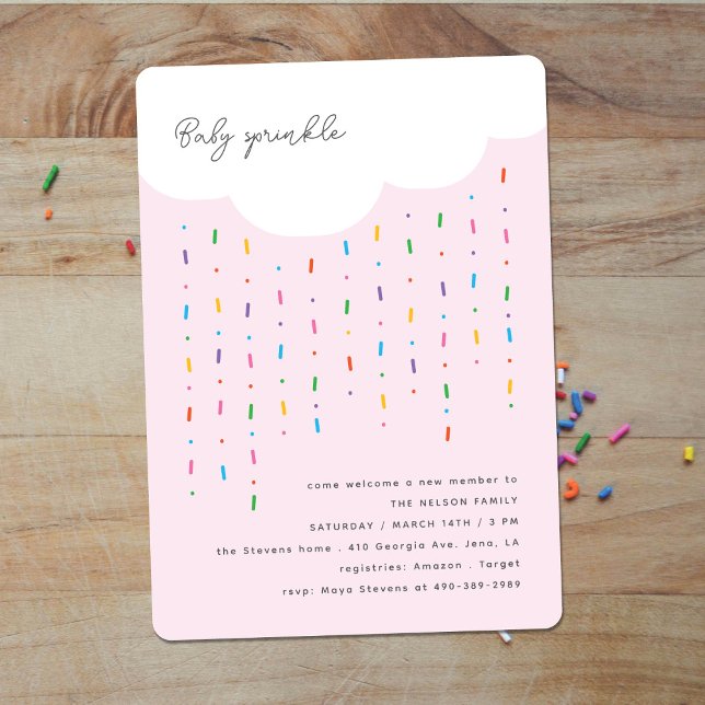 Pink Baby Sprinkle Cloud & Sprinkles Invitation (Creator Uploaded)