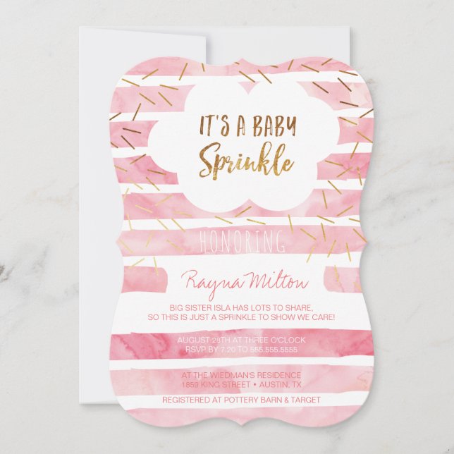 Pink Baby Sprinkle Invitations for a Baby Girl (Front)