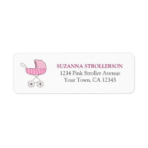 Pink Baby Stroller Return Address Label