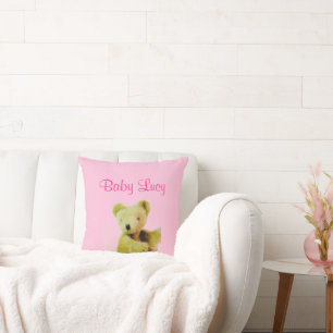 Pink Baby Teddy Bear Throw Pillow