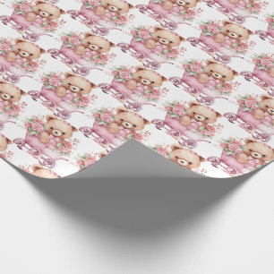 Pink Baby Toddler Teddy Bear Gift Wrapping Paper