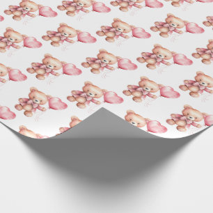 Pink Baby Toddler Teddy Bear Gift Wrapping Paper