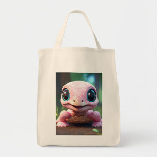 Pink Baby Turtle Grocery Tote Bag