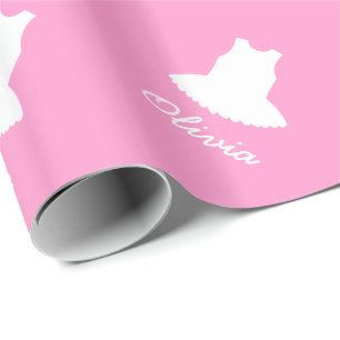 Pink baby wrapping paper with cute ballerina tutu