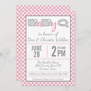Pink BabyQ BBQ Baby Shower Invitation