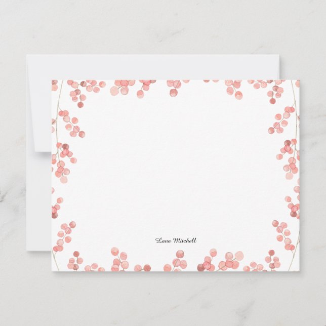 Pink Baby's Breath floral watercolor Card (Front)
