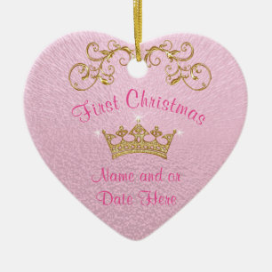 Pink Baby's First Christmas Ornament Personalised