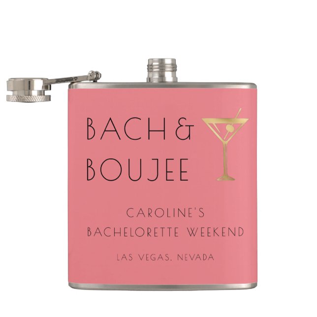 Pink Bach and Boujee Bachelorette Party Hip Flask (Opened)