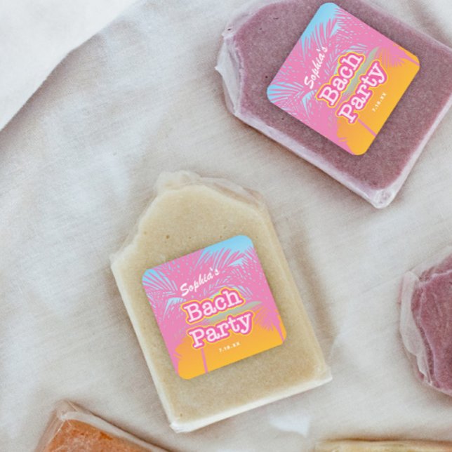 Pink Bach Party Date Square Sticker (Creator Uploaded)