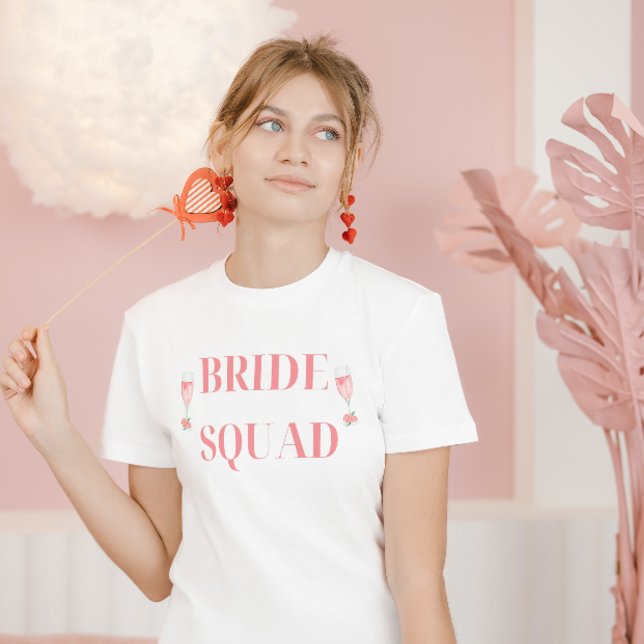 Pink Bachelorette Bride Squad Script Bridesmaids  T-Shirt (Creator Uploaded)