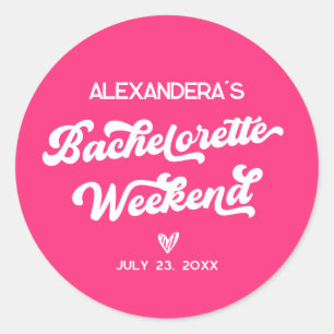 Pink Bachelorette Party Favour Classic Round Sticker