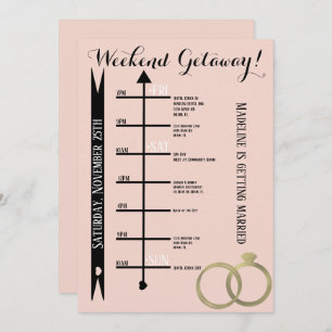 Pink Bachelorette Weekend Getaway Foil Ring Invitation