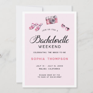 Pink Bachelorette Weekend Itinerary Invitation