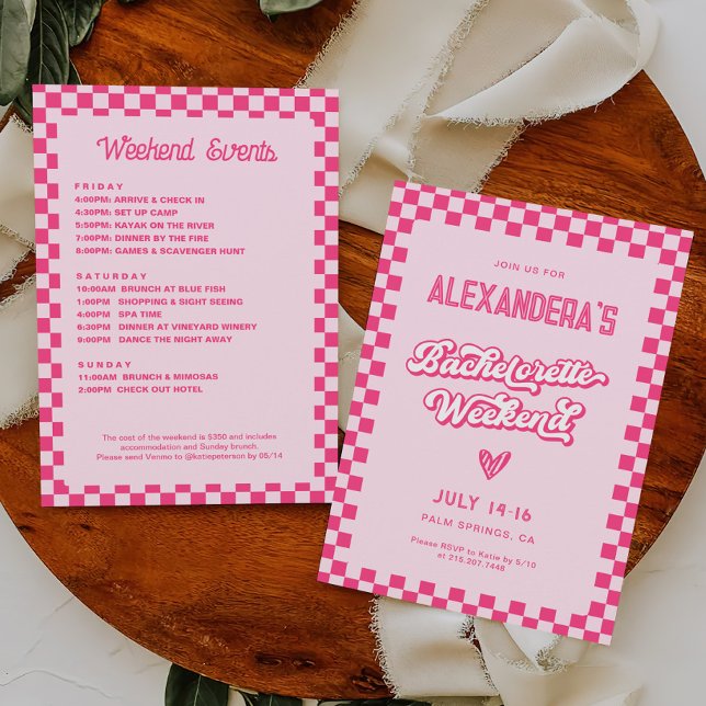 Pink Bachelorette Weekend Party  Invitation (Creator Uploaded)