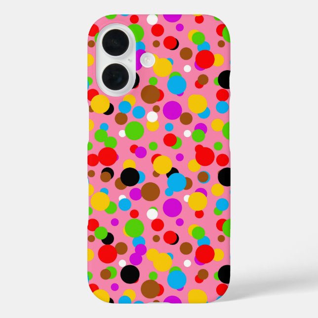 Pink Background Colourful Polka Dots Case-Mate iPhone Case (Back)