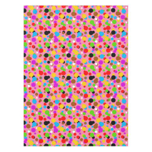 Pink Background Colourful Polka Dots Tablecloth
