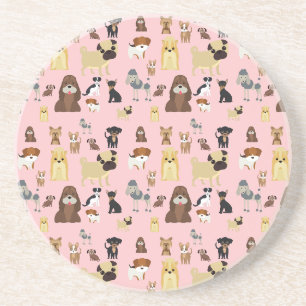 pink background dogs pattern. coaster
