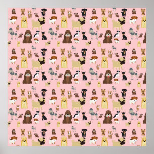pink background dogs pattern. poster