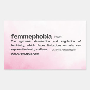 Pink Background FEMMEPHOBIA Definition  Rectangular Sticker