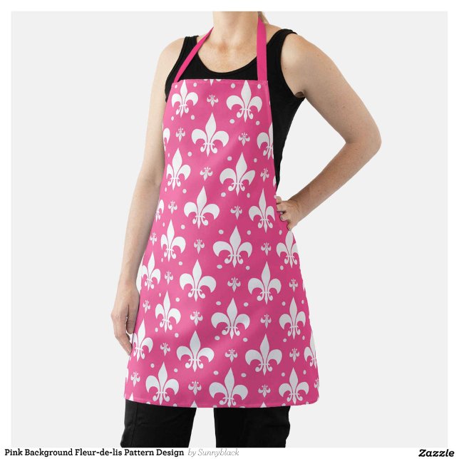 Pink Background Fleur-de-lis Pattern Design  Apron (Creator Uploaded)