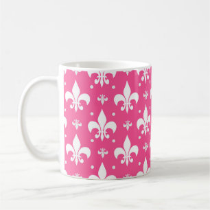 Pink Background Fleur-de-lis Pattern Design  Coffee Mug
