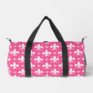 Pink Background Fleur-de-lis Pattern Design Duffle Bag