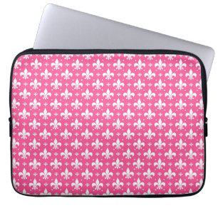 Pink Background Fleur-de-lis Pattern Design  Laptop Sleeve
