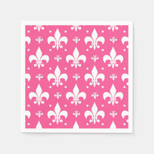 Pink Background Fleur-de-lis Pattern Design  Napkin