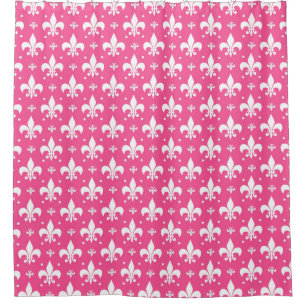 Pink Background Fleur-de-lis Pattern Design Shower Curtain
