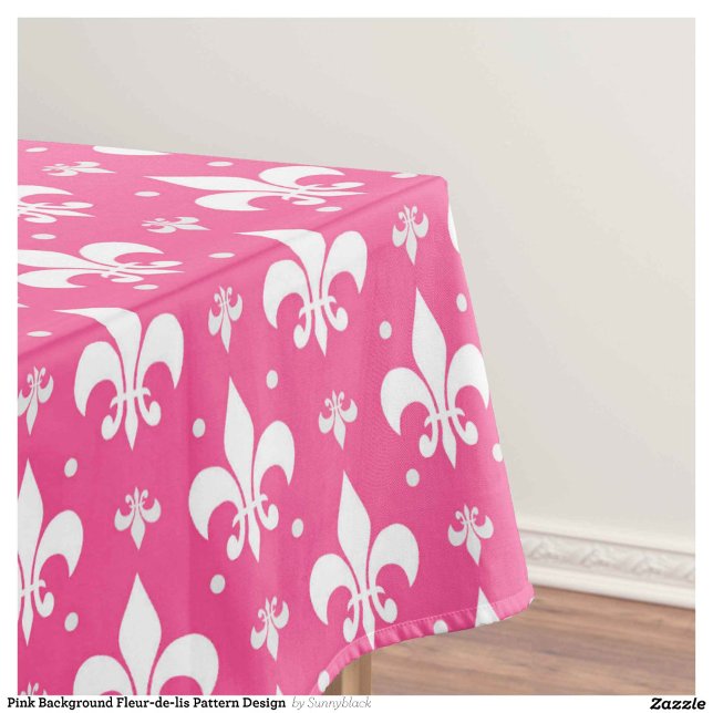 Pink Background Fleur-de-lis Pattern Design  Tablecloth (Creator Uploaded)