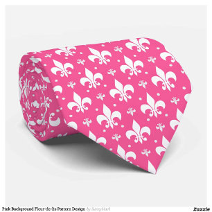 Pink Background Fleur-de-lis Pattern Design Tie
