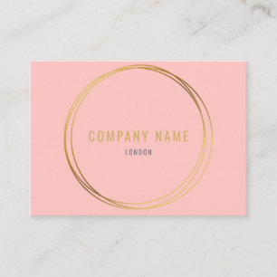 Pink background, gold effect rings, professional business card