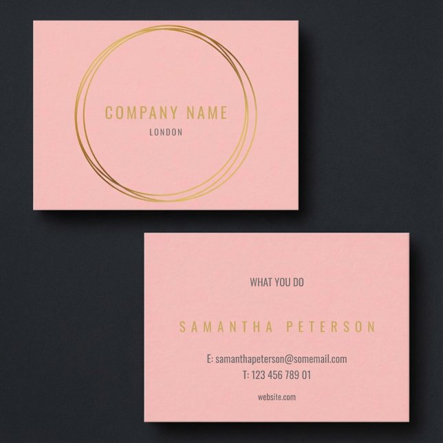 Pink background, gold effect rings, professional business card (Pink background, gold effect rings, professional business card.)
