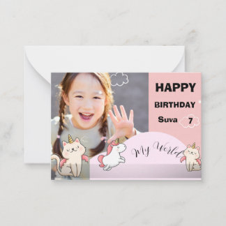 Pink background & sweet girl birthday card