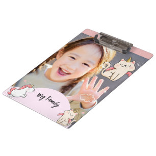 Pink background & sweet girl clipboard