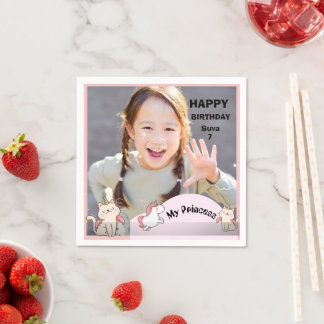 Pink background & sweet girl napkin