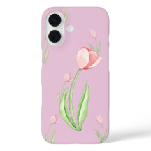 Pink Background with Tulips Phone Case