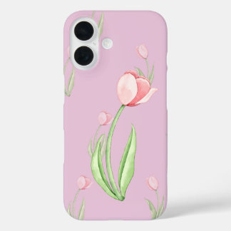 Pink Background with Tulips Phone Case