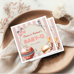 Pink Backyard BBQ Baby Q Baby Shower Napkins