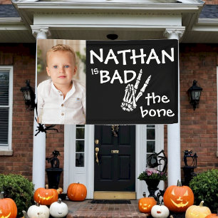 Pink Bad Two The Bone Halloween 2nd Birthday Photo Banner